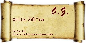 Orlik Zóra névjegykártya
